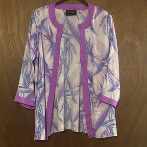 Bob Mackie Purple and Pink Leaf Pattern Cardigan